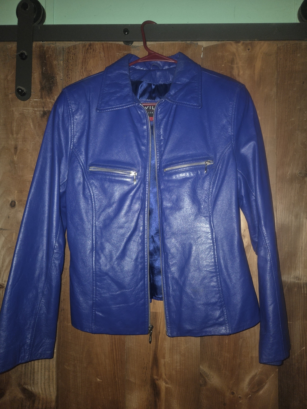 Wilson Leather Moto Jacket in Blue Size Medium Vintage Limited Edition
